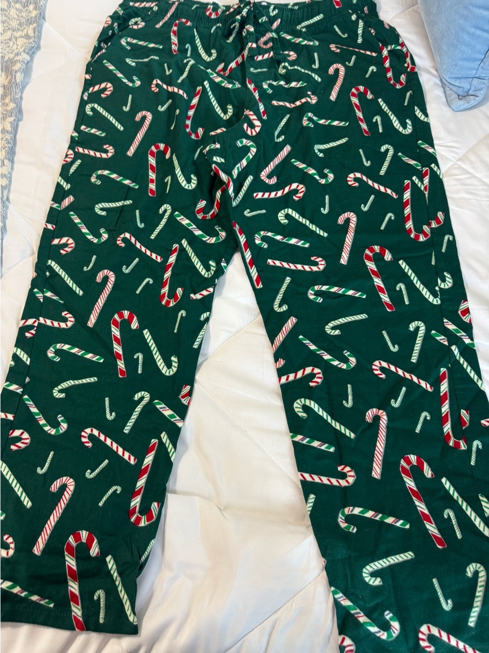 Unisex Holiday Candy Cane Print Bottoms - Green